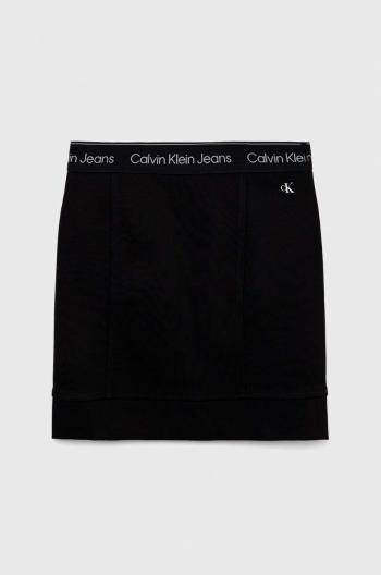 Dievčenská sukňa Calvin Klein Jeans čierna farba, mini, puzdrová