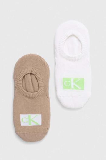 Ponožky Calvin Klein 2-pak dámske, béžová farba