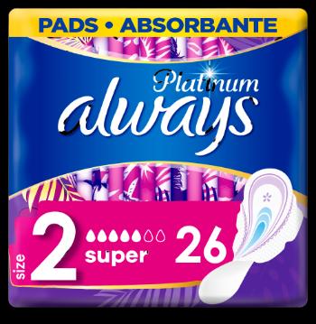 ALWAYS Platinum Super (veľkosť 2) hygienické vložky s krídelkami 26 ks