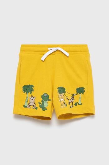 Detské bavlnené šortky United Colors of Benetton žltá farba, nastaviteľný pás