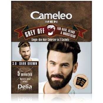 Delia Cosmetics Cameleo Men jednorázová farba pre okamžité zakrytie šedín odtieň 3.0 Dark Brown 2 x 15 ml