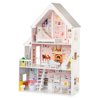 Drevený domček pre bábiky Pastelová rezidencie wooden babydoll