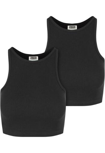 Urban Classics Ladies Organic Cropped Rib Top 2-Pack black/black - S