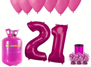HeliumKing Hélium párty set na 21. narodeniny s ružovými balónmi