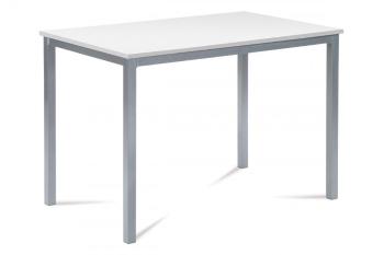 AUTRONIC GDT-202 WT Jedálenský stôl 110x70x75 cm, doska MDF, biela farba, kovová podnož, strieborný lak