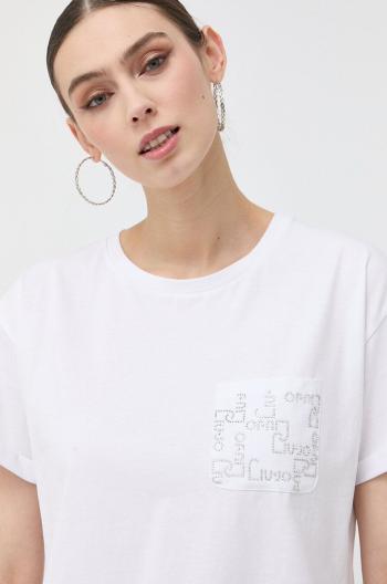 Bavlnené tričko Liu Jo biela farba