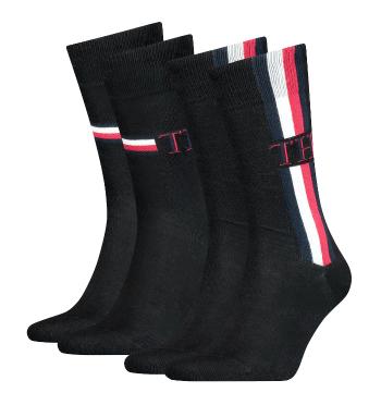 TOMMY HILFIGER - 2PACK Tommy original iconic stripe black ponožky-39-42