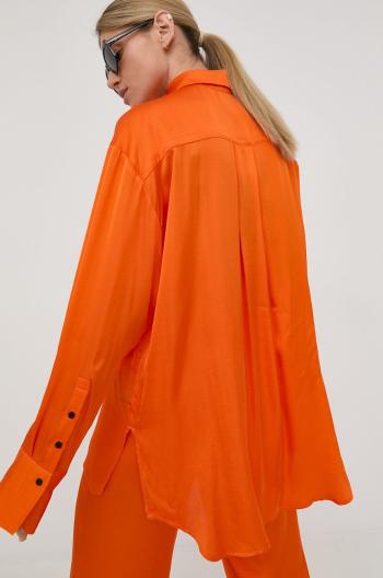 Košeľa Birgitte Herskind dámska, oranžová farba, voľný strih, s klasickým golierom