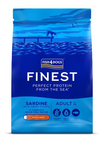 FISH4DOGS Granule malé pre dospelých psov Finest sardínka so sladkými zemiakmi 1,5kg, 1+