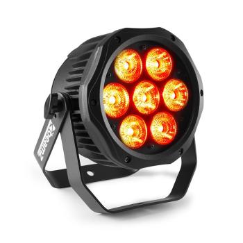 Beamz BWA410, LED PAR, 7 x 10 W 4 v 1 LED diódy, RGBW, vodotesný, čierny