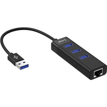 AlzaPower Core USB-A (M) na 3× USB-A (F) s LAN čierna (APW-HAC3AL1B)