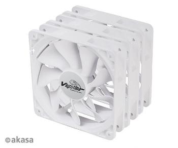 AKASA ventilátor Viper, White Fan 12cm, 120x120x25mm, HDB, 4 pin PWM, 3ks v balení, biela