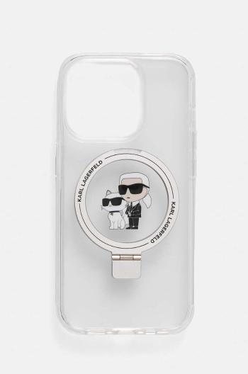 Puzdro na mobil Karl Lagerfeld iPhone 15 Pro 6.1 priehľadná farba, KLHMP15LHMRSKCH