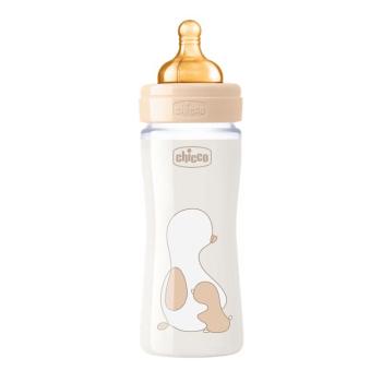 Chicco Fľaša dojčenská sklo Chicco Original Touch latex, 240ml - neutral