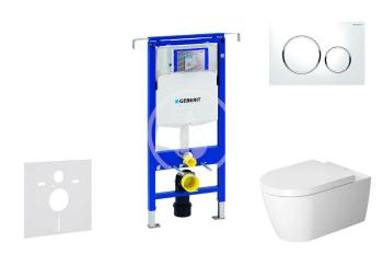 GEBERIT - Duofix Modul na závesné WC s tlačidlom Sigma20, biela/lesklý chróm + Duravit ME by Starck - WC a doska, Rimless, SoftClose 111.355.00.5 NM4