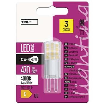 EMOS LED žiarovka Classic JC 4,2 W G9 neutrálna biela (1525736406)