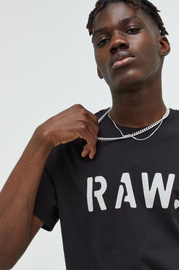 Bavlnené tričko G-Star Raw čierna farba, s potlačou