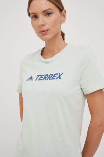 Tričko adidas TERREX Classic Logo dámske, zelená farba,