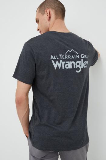 Tričko Wrangler Atg pánske, šedá farba, jednofarebné