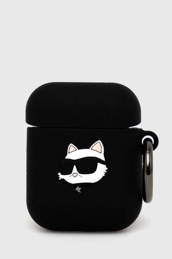 Puzdro na airpod Karl Lagerfeld AirPods 1/2 cover čierna farba