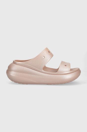 Šľapky Crocs Classic Crush Shimmer Sandal dámske, ružová farba, na platforme, 208602