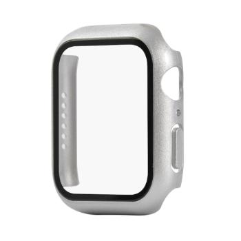 Plastový kryt s ochranným sklom pre Apple Watch6 / SE / 5 / 4 (44mm) strieborný