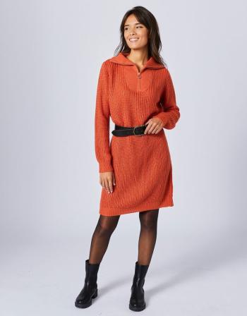Blancheporte Pulóvrové šaty so stojačikom na zips koralová 52