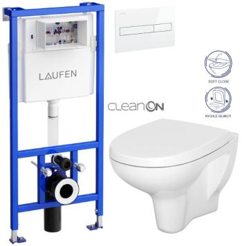 LAUFEN Rámový podomietkový modul CW1 SET s bielym tlačidlom + WC CERSANIT ARTECO CLEANON + SEDADLO H8946600000001BI AT1