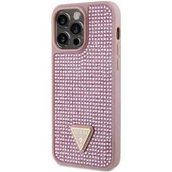 Guess Rhinestones Triangle Metal logo kryt pre iPhone 14 Pro Max Pink (GUHCP14XHDGTPP)