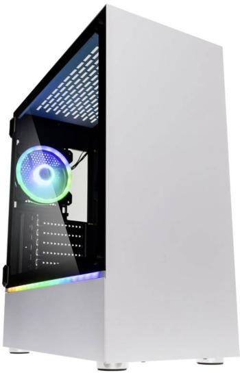 Kolink Bastion White RGB midi tower PC skrinka, herné puzdro biela 1 predinštalovaný LED ventilátor, integrované osvetle