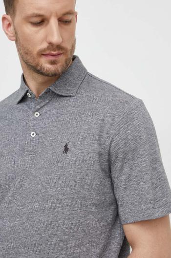 Polo tričko s prímesou ľanu Polo Ralph Lauren šedá farba,jednofarebný,710933390