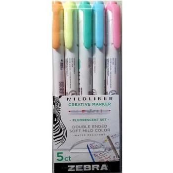 ZEBRA Mildliner Fluorescent obojstranný – sada 5 ks (78105)