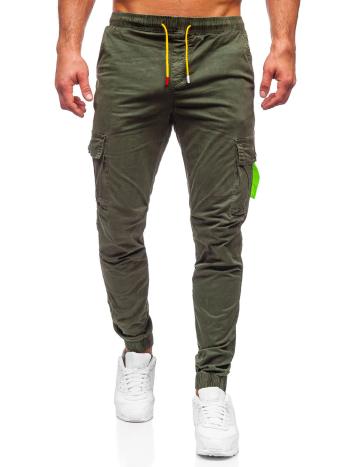 Zelené pánske cargo jogger nohavice Bolf R8702