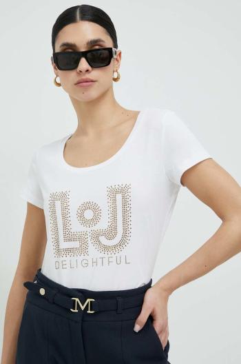 Bavlnené tričko Liu Jo biela farba