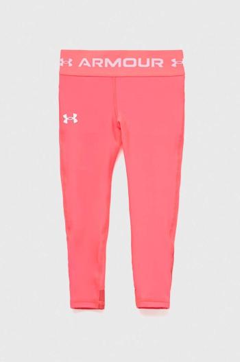 Detské legíny Under Armour ružová farba, s potlačou