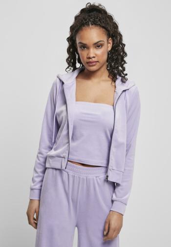 Urban Classics Ladies Short Velvet Zip Hoody lavender - 5XL