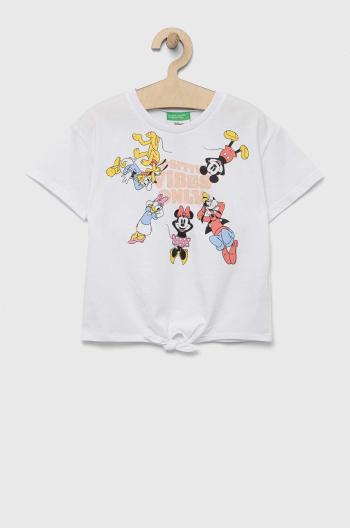 Detské bavlnené tričko United Colors of Benetton x Disney biela farba