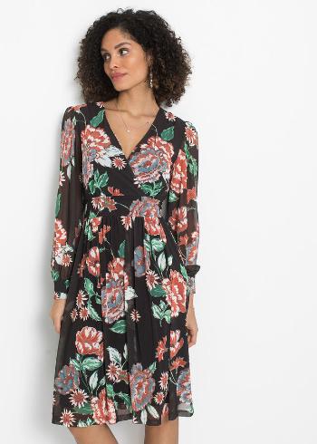 Midi šaty s kvetovaným vzorom