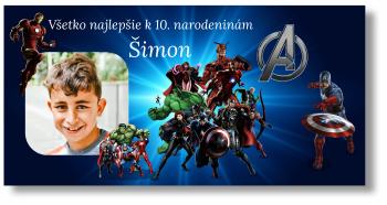 Narodeninový banner s fotkou - Avengers Rozmer banner: 130 x 65 cm