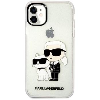 Karl Lagerfeld IML Glitter Karl and Choupette NFT Zadný Kryt pre iPhone 11 Transparent (KLHCN61HNKCTGT)