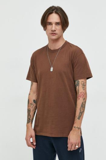 Bavlnené tričko Abercrombie & Fitch hnedá farba, jednofarebné