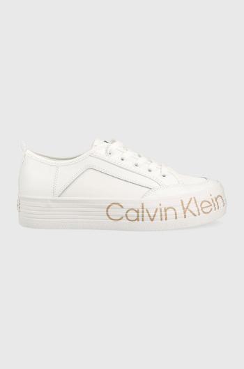 Kožené tenisky Calvin Klein Jeans Yw0yw01025 Vulc Flatf Low Wrap Around Logo biela farba,