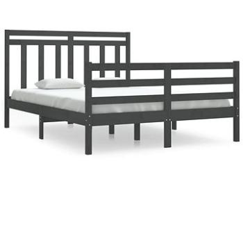 Rám postele sivý masívne drevo 140 × 190 cm, 3105297