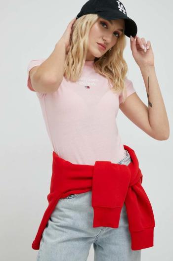 tričko Tommy Jeans dámsky, ružová farba