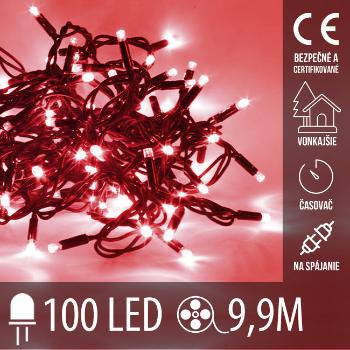 Vianočná LED svetelná reťaz vonkajšia na spájanie s časovačom - 100LED - 9,90M Červená