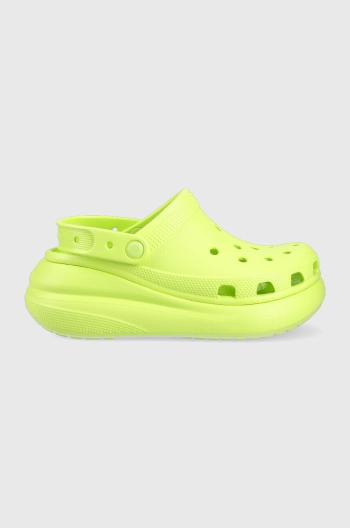 Šľapky Crocs Classic Crush Clog dámske, zelená farba, na platforme, 207521