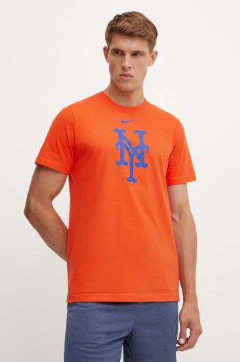 Bavlnené tričko Nike New York Mets pánske, oranžová farba, s potlačou