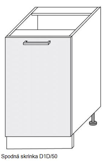 ArtExt Kuchynská linka Brerra - lesk Kuchyňa: Spodná skrinka D1D/50 / (ŠxVxH) 50 x 82 x 50 cm
