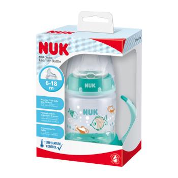 NUK Fľaša dojčenská na učenie s kontrolou teploty 150 ml zelená