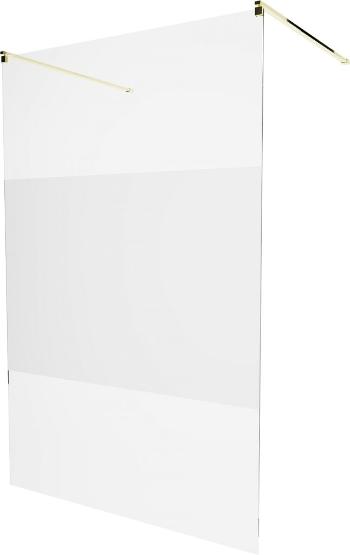 MEXEN/S - KIOTO samostatne stojaca sprchová zástena 100 x 200 cm, transparent/matné sklo 8 mm, zlatá 800-100-002-50-35